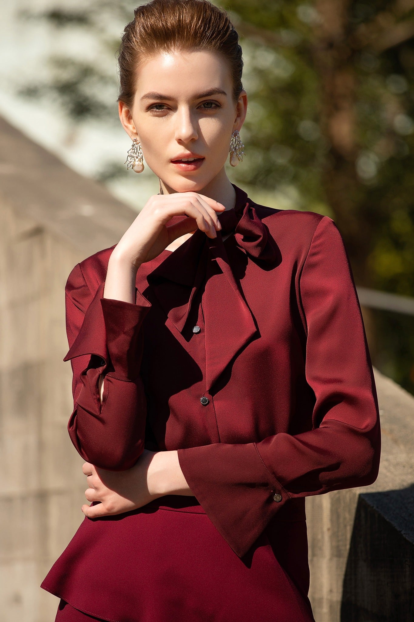 Formal red blouse fashion