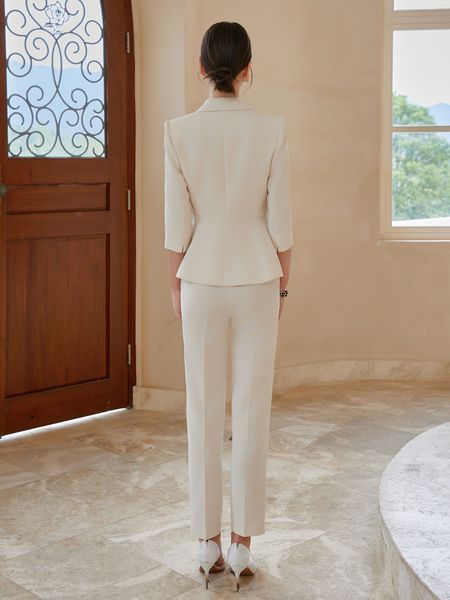 Ivory Grace Suit Set (Blazer + Pant + Skirt)