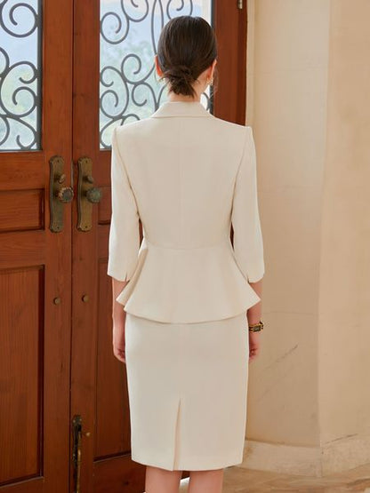 Ivory Grace Suit Set (Blazer + Pant + Skirt)