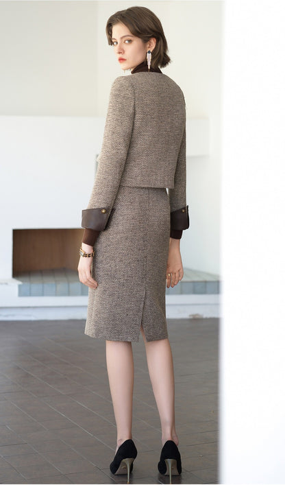 Autumn Birch Tweed Skirt Suit Set