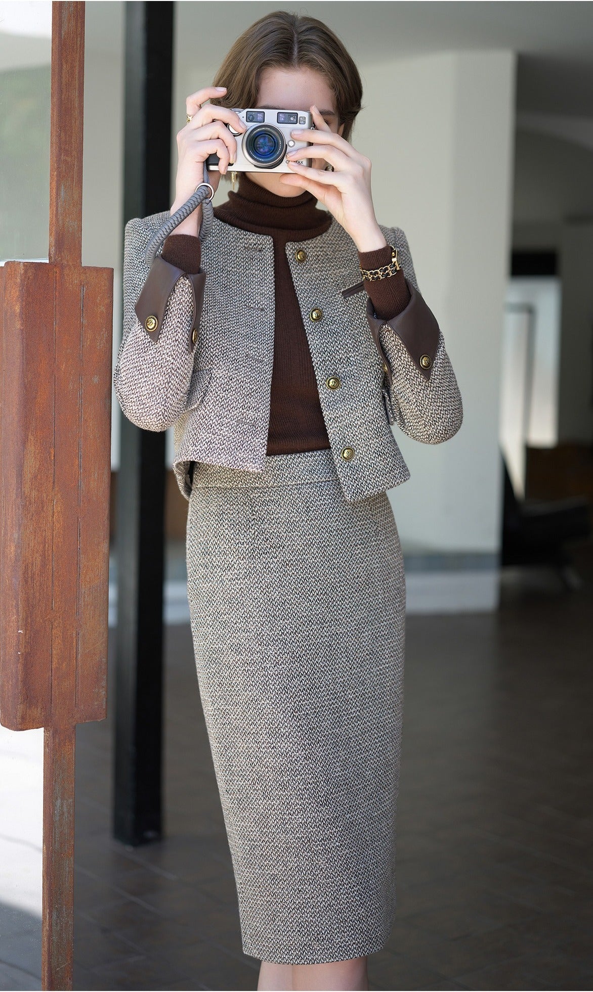 Autumn Birch Tweed Skirt Suit Set